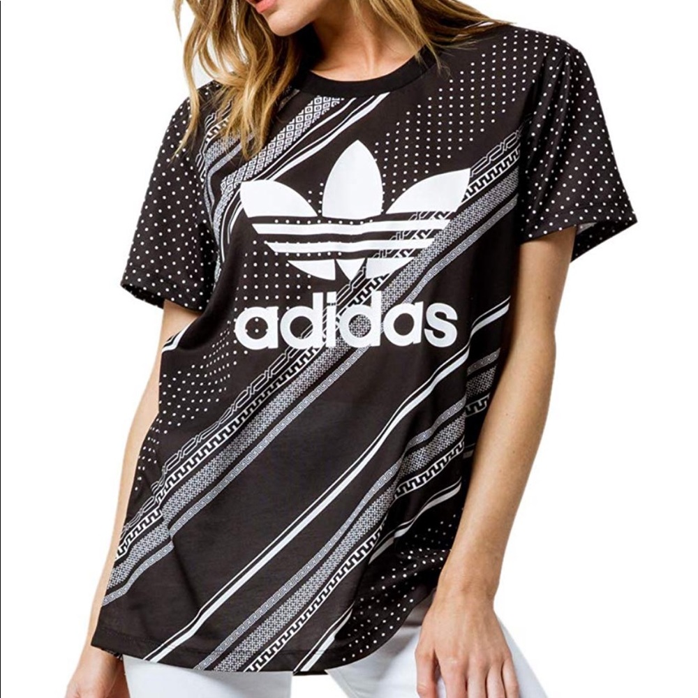 Adidas Boyfriend Trefoil Printed Tee Rare Sz XL